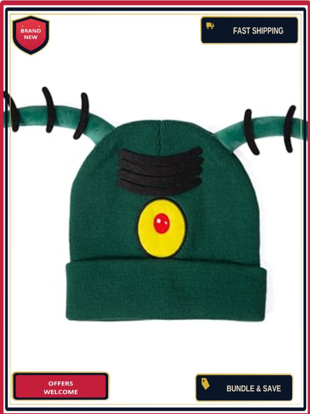 Polyester Knit Antenna Beanie Hat for Halloween Cosplay Costume